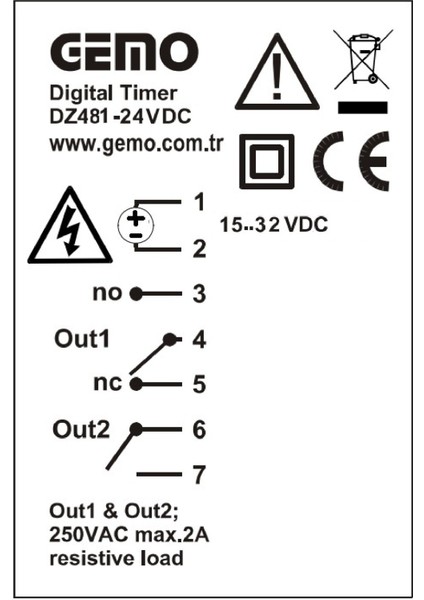 DZ481-24VDC ,48X48MM 24VDC KONTAK-2A1K Zaman Röle fiyatları