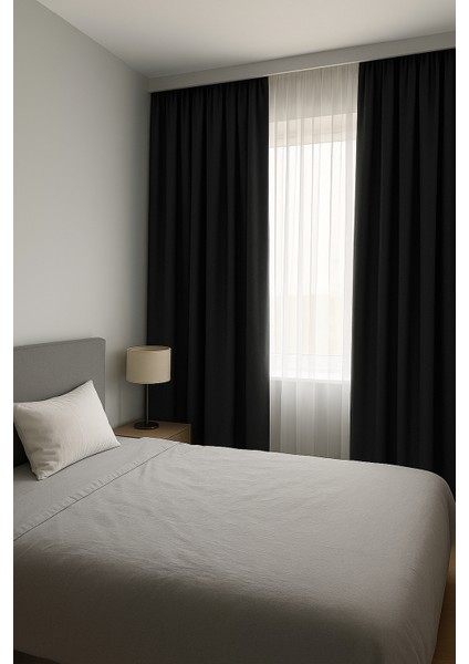 Koyu Gri - Düz Dökümlü Fon Perde - Pilesiz Düz Dikim - PL32