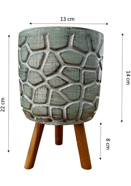 Ev Dekorasyon Yeşil Eskitme Taş Desen Beton Saksı Ayaklı Çiçeklik Saksılık fiyatları