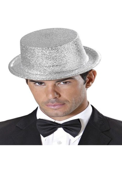 Gümüş Renk Uzun Plastik Simli Parti Şapkası fiyatları