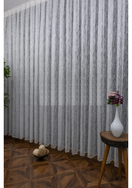 Pilesiz Cam Kırığı Spor Desenli Örme Tül Perde 100X180