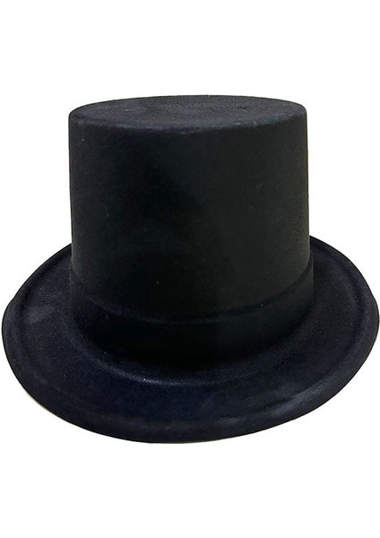 Siyah Renk Plastik Nubuk Kadife Kaplama Fötr Şapka 11 cm