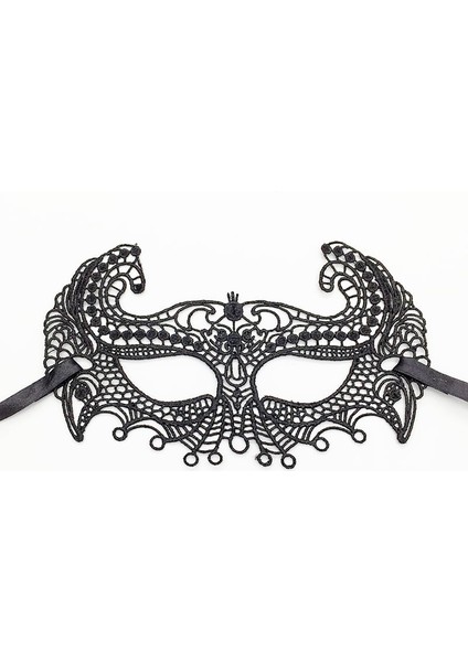 Siyah Renk Kulaklı Dantel Parti B Maskesi