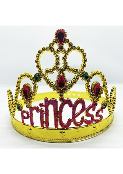 Prenses Yazılı Altın Renk Ayarlanabilir Parti Tacı 60 cm