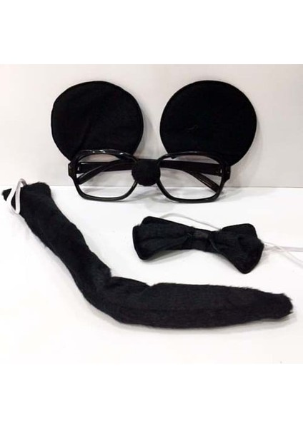 Mickey Mouse Gözlüğü Papyonu Kuyruğu Seti