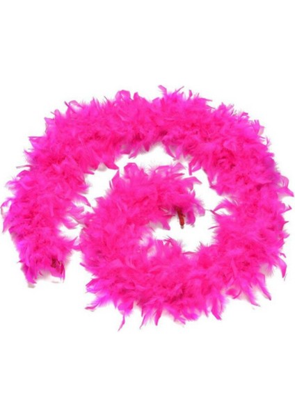 Fuşya Renk Kabarık Tüylü Otriş Boa Gerçek Tüy Dekorasyon 180 cm