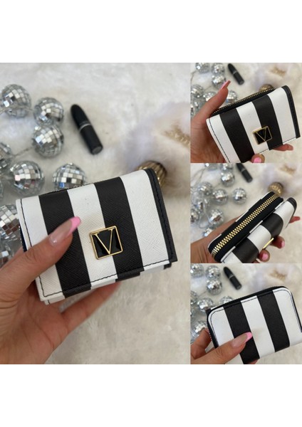 Mini Çıtçıt Fermuar Detaylı Siyah Cüzdan