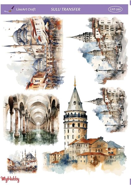 Şehir Manzaraları Desenli Sulu Transfer LNT-260 25X35