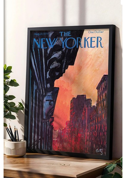The New Yorker Çerçeveli Tablo August 27 1979 - Ağustos Güneş Batımıtablosu