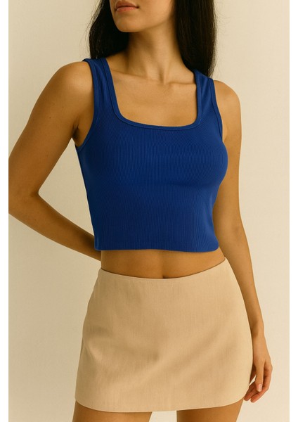 Kalın Askılı Kadın Crop Atlet