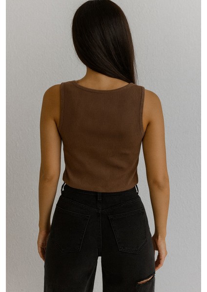 Kalın Askılı Kadın Crop Atlet