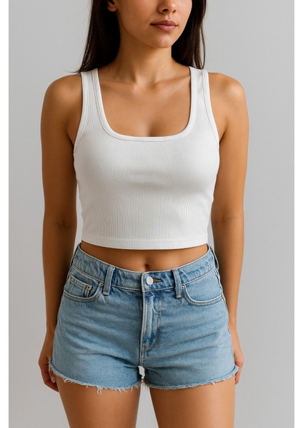 Kalın Askılı Kadın Crop Atlet