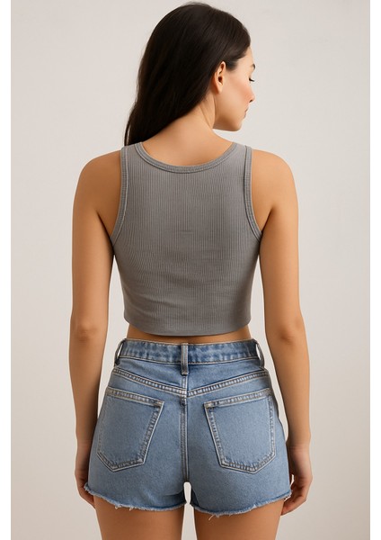 Kalın Askılı Kadın Crop Atlet