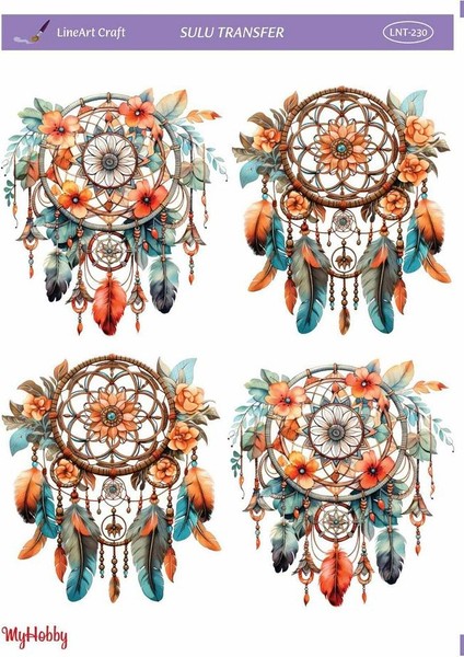 Renkli, Düş Kapanı Desenli Sulu Transfer LNT-230 25X35