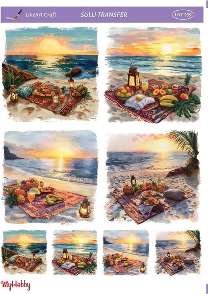 LNT-299 Kumsal, Günbatımı 25 * 35 cm Sulu Transfer