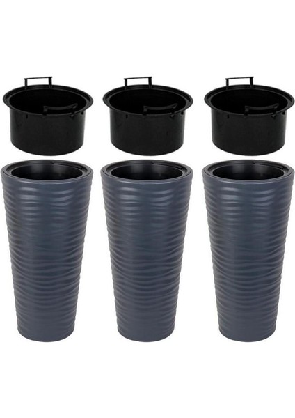So-Kvt3 Kumsal Vazo Saksı Takımı 128 Litre Antrasit 3 Adet