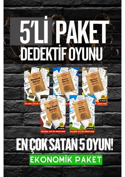 5'li Paket Cinayet Çözme, Dedektif Oyunu - Dava Çözme Oyunu - Suçluyu Bulma - Katil Kim Bulma Oyunu