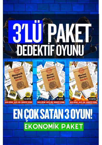 3'lü Paket Cinayet Çözme, Dedektif Oyunu - Dava Çözme Oyunu - Çözülemeyen Davalar