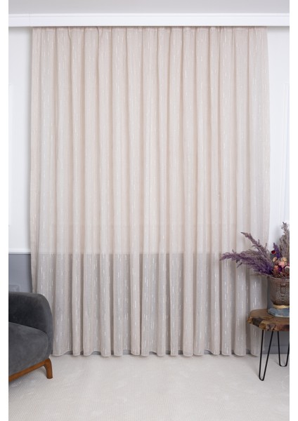 Keten Moroccan Bej 1/3 Normal Pileli Ütü Istemez Kırışmaz Yeni Sezon Salon Oda Tül Perdesi fırsatları