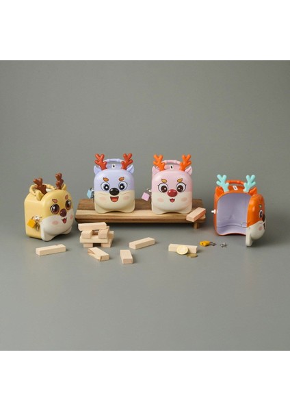 Geyik Tasarımlı Kilitli Metal Kumbara – 16X10 Cm, Renkli, Çocuklar Için