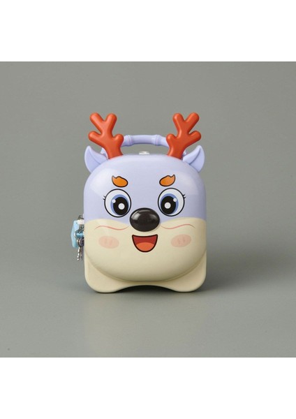 Geyik Tasarımlı Kilitli Metal Kumbara – 16X10 Cm, Renkli, Çocuklar Için modelleri