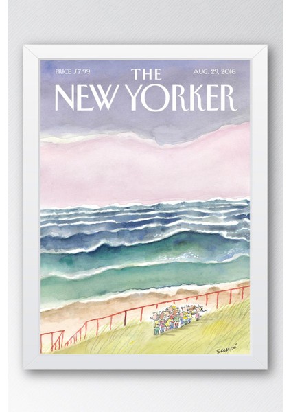 The New Yorker Çerçeveli Tablo August 29 2016 - Dalgalı Denize Bakan Çocuklar Tablosu
