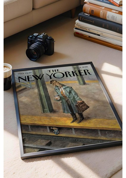 The New Yorker Çerçeveli Tablo December 5 2016 - Peronda Metro Bekleyen Fare Tablosu fiyatları