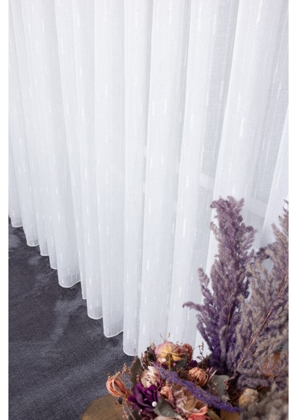 Keten Moroccan Ekru 1/3 Normal Pileli Ütü Istemez Kırışmaz Yeni Sezon Salon Oda Tül Perdesi