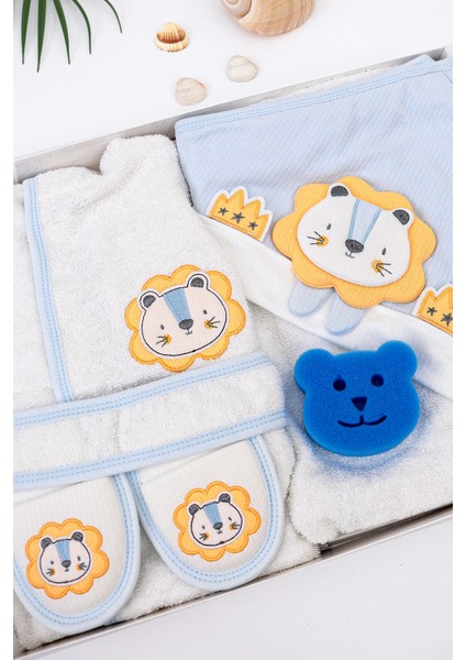 Erkek Bebek Aslan Lüks Bornoz Takımı Havlu Seti % 100 Pamuk Kumaş 0- 2 Yaş STL7084 fırsatları