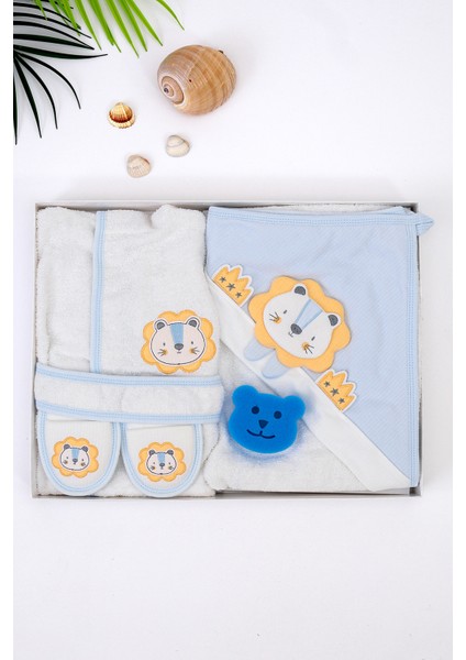 Erkek Bebek Aslan Lüks Bornoz Takımı Havlu Seti % 100 Pamuk Kumaş 0- 2 Yaş STL7084 indirimleri