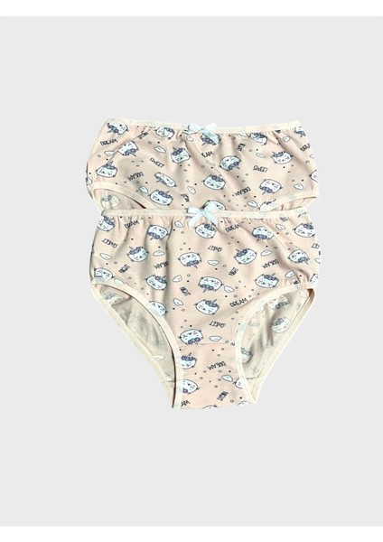 Kız Çocuk %100 Pamuklu Yavruağzı Kedi Desenli 2 Li Slip Külot modelleri