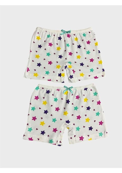 Kız Çocuk %100 Pamuklu Beyaz Yıldız Desenli 2 Li Boxer fiyatları