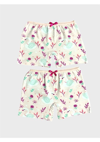 Kız Çocuk %100 Pamuklu Pembe Kuğu Çiçek Desenli 2 Li Boxer fiyatları