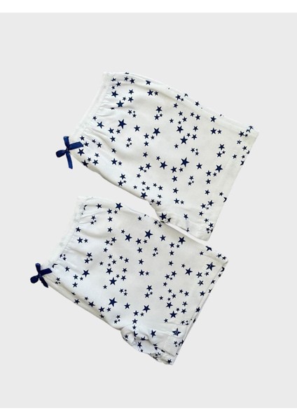 Kız Çocuk Pamuklu Beyaz Yıldız Desenli 2li Boxer