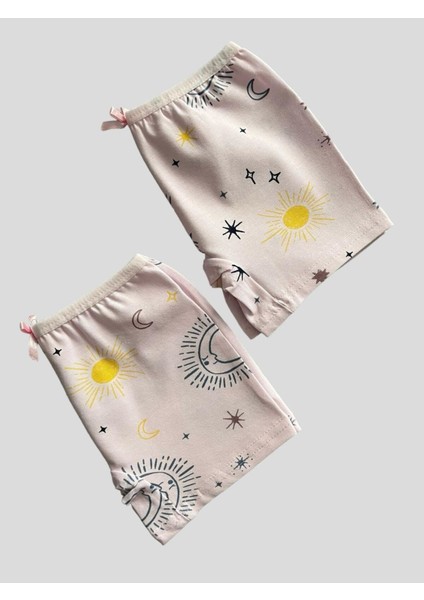 Kız Çocuk Pamuklu Ay Güneş Desenli 2 Li Boxer