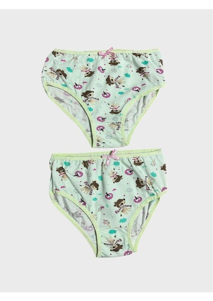 Kız Çocuk %100 Pamuklu Yeşil Çiçek Bulut Desenli 2li Slip Külot fiyatları