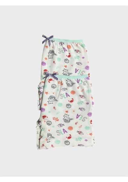 Kız Çocuk %100 Pamuklu Beyaz Balık Kedi Desenli 2 Li Boxer modelleri