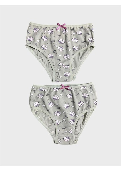 Kız Çocuk %100 Pamuklu Yeşil Kedi Desenli 2 Li Slip Külot fiyatları
