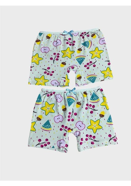 Kız Çocuk %100 Pamuklu Yeşil Yıldız Meyve Desenli 2 Li Boxer fiyatları