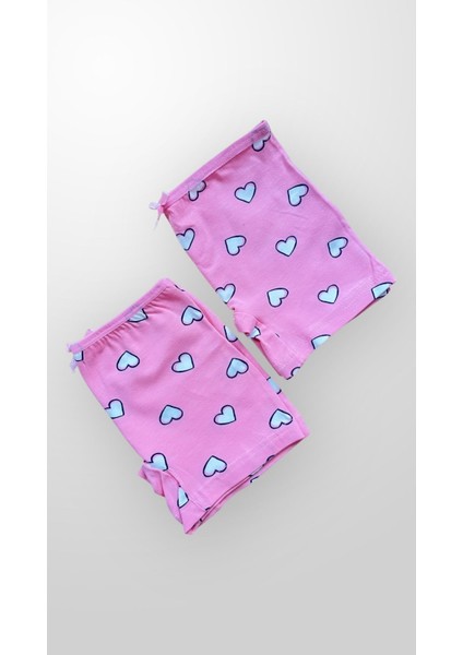 Kız Çocuk %100 Pamuklu Kalp Desenli 2'li Boxer fırsatları