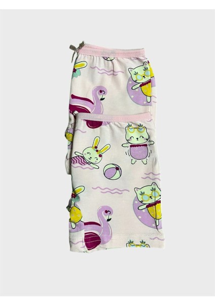 Kız Çocuk %100 Pamuklu Pembe Kuğu Desenli 2 Li Boxer modelleri