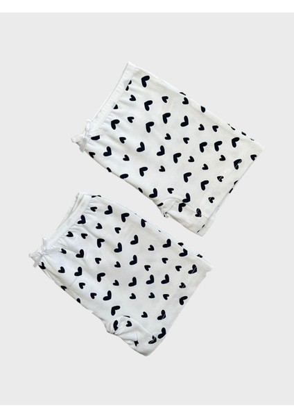 Kız Çocuk Pamuklu Kalp Desenli Beyaz 2li Boxer