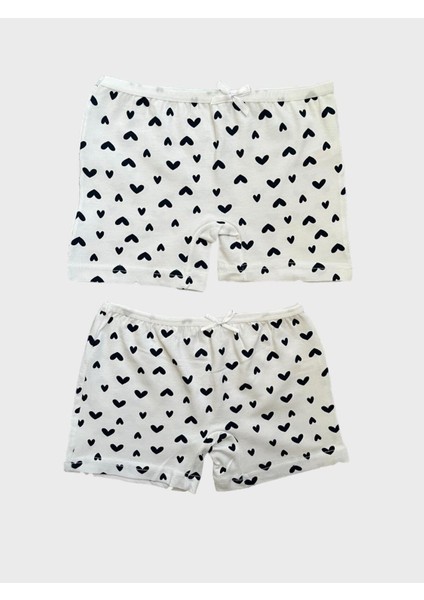 Kız Çocuk Pamuklu Kalp Desenli Beyaz 2li Boxer fiyatları