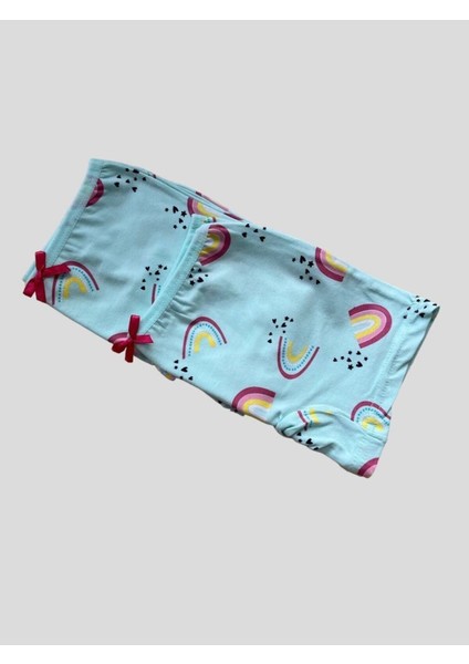 Kız Çocuk %100 Pamuklu Yeşil Gökkuşağı Desenli 2'li Boxer