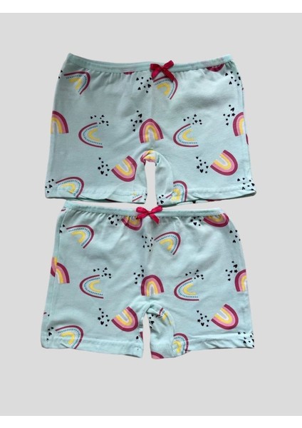 Kız Çocuk %100 Pamuklu Yeşil Gökkuşağı Desenli 2'li Boxer fiyatları