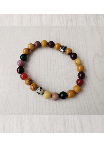 Dalmaçyalı Jasper ve Kırmızı Akik ve Yeşil Yeşim Doğal Taş Erkek Bileklik MDB339 fiyatları