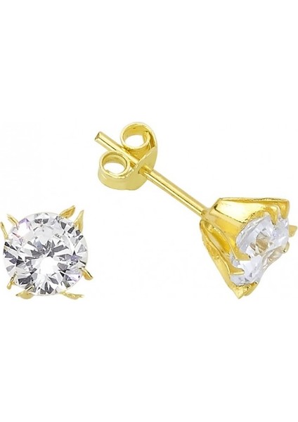 14 Ayar Tektaş Beyaz Altın Küpe