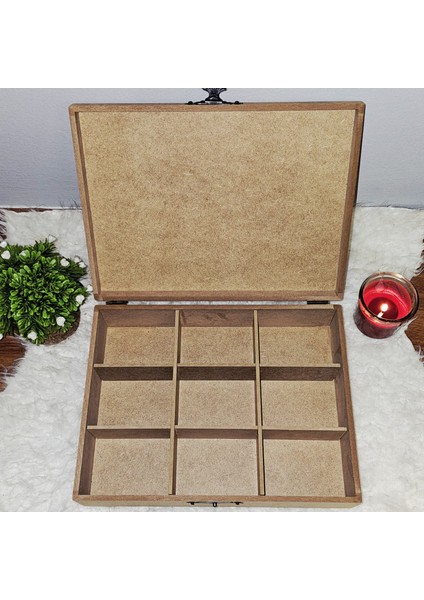 Ahşap Dikdörtgen 9 Bölmeli Takı Saat Aksesuar Kutusu Hobi Ham Boyanabilir Mdf Saklama Kutusu fırsatları