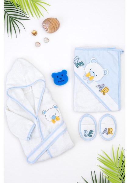 Erkek Bebek Ayıcık Lüks Bornoz Takımı Havlu Seti % 100 Pamuk Kumaş 0- 2 Yaş STL7085 fiyatları