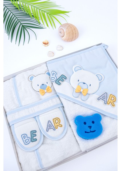 Erkek Bebek Ayıcık Lüks Bornoz Takımı Havlu Seti % 100 Pamuk Kumaş 0- 2 Yaş STL7085 fırsatları